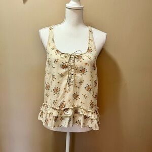 Aerie Floral Peplum Racerback Tank Top Size Medium